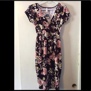 Purple floral maternity dress